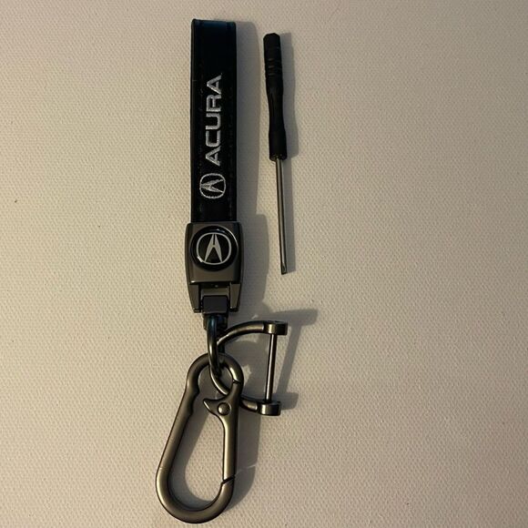 Acura Key Fob Keychain in Black Leather with Logo NWT - Picture 1 of 4